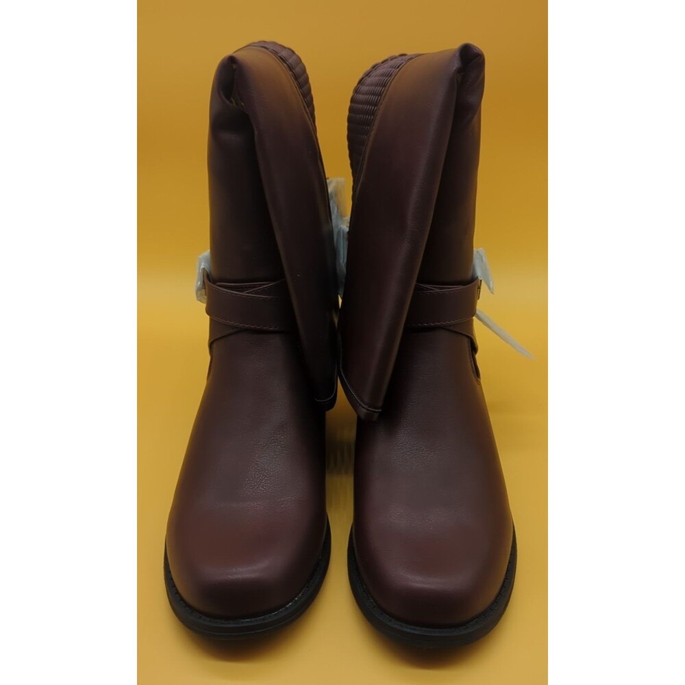 Shoe Dazzle Tessa Textured Flat Boot Women’s Sz 9.5 Bordeaux Riding Boot - Picture 6 of 15